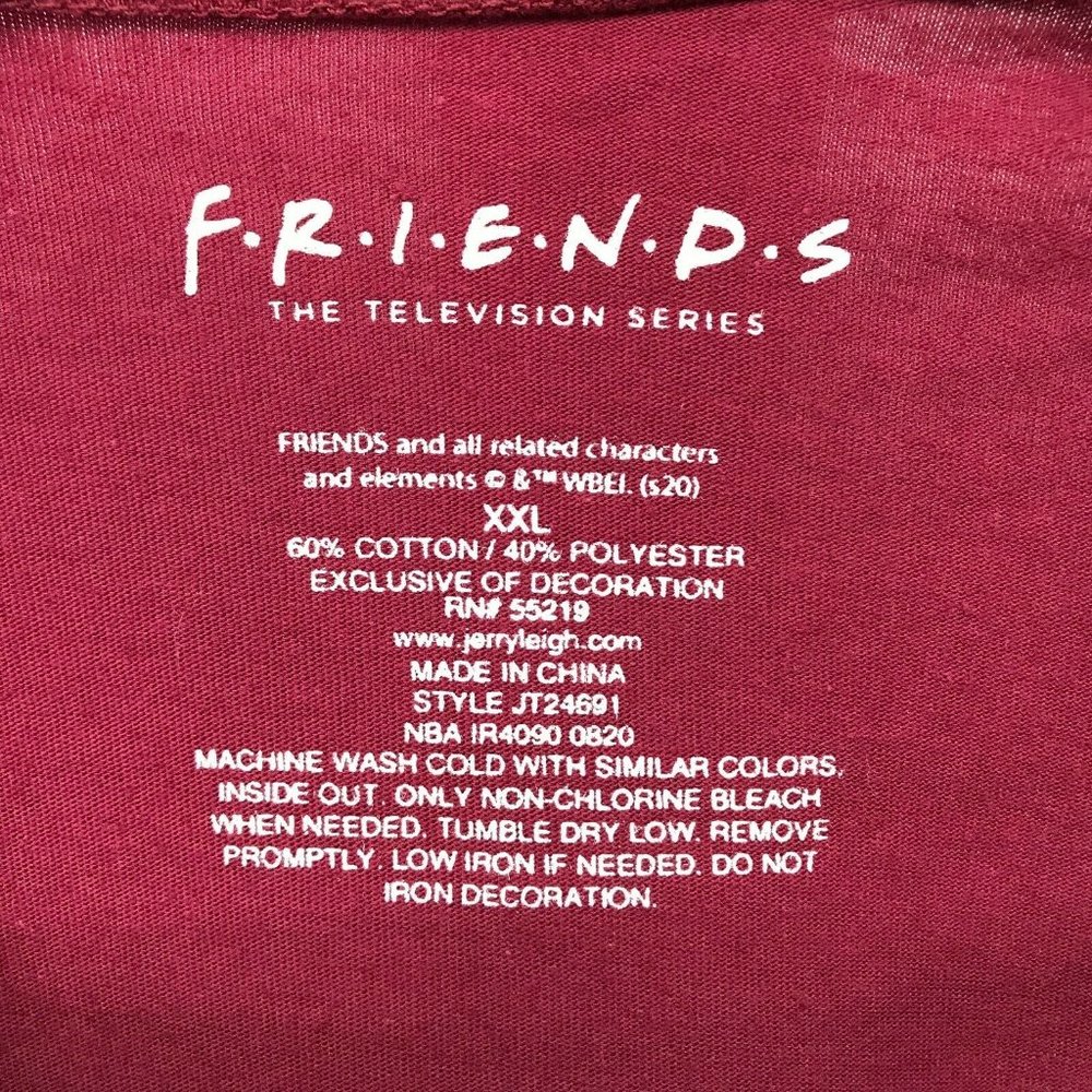 Friends Women's Long Sleeve Casual Merlot Cropped Graphic Tee Choose Sizes - Picture 5 of 7
